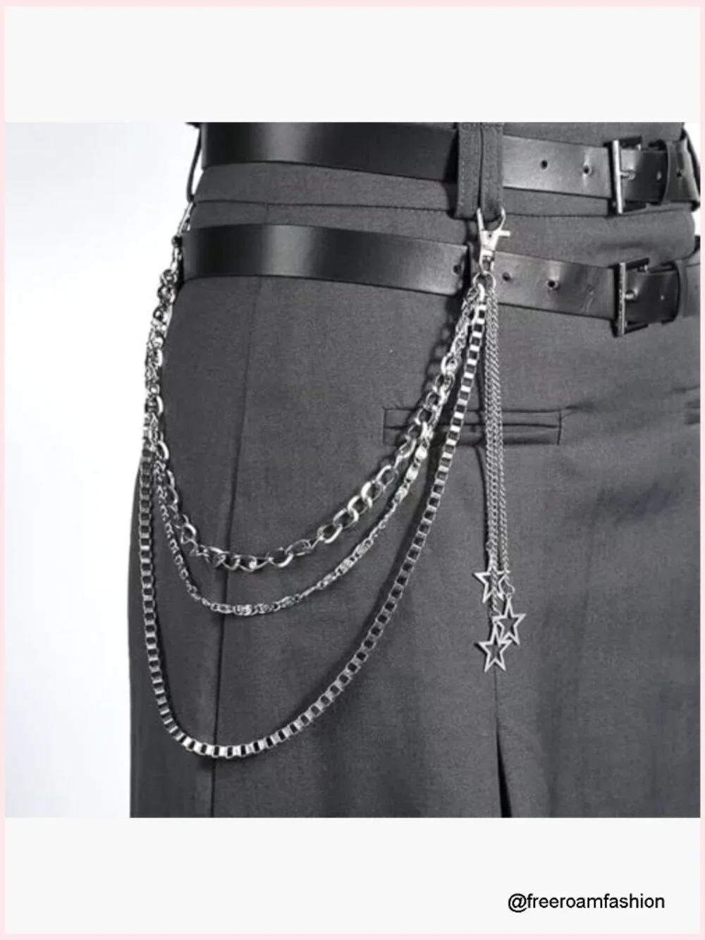 Goth Punk Chain Belt - Chunky Layered Pants Chain for Men & Women